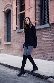 Black Boots With Jeans How To Wear Over The Knee Boots In Fall Just The Design Black Boots Outfit High Knee Boots Outfit Fashion