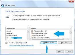 Windows update is disabled by my employer so normal windows 7 is not possible and all hp pages and troubleshooting just take me round in circles and do not give a result. 4200 Ps To Hp