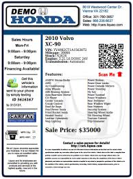 This Is Our Standard Pre Owned Window Sticker For Car Dealerships Excite Engage And Inform Your Customers With Carfax Car Dealership Volvo Window Stickers