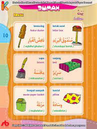 Kamus Bergambar Anak Muslim Rumah Bahasa Indonesia Inggris Arab 1 Bahasa Kartu Flash Anak