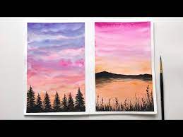 You've got the complete tutorial below: Watercolor Sunset Tutorial For Beginners Easy Watercolor Sunset Ideas Youtube
