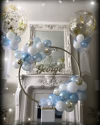 Balloon Hoops Are The In Thing Now They Are Simple But Elegant And Per Baby Shower Balloon Decorations Modern Baby Shower Decorations Baby Shower Centerpieces
