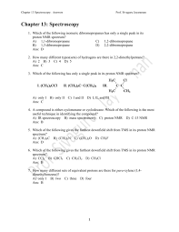 1h nuclear magnetic resonance (nmr) chemical shifts. Chapter 13 Spectroscopy Answers