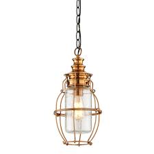 Troy Lighting F3578 Aged Brass With Forged Black Accents Little Harbor 1 Light 16 Solid Brass Outdoor Lantern Pendant Lightingshowplace Com