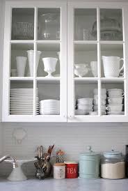 Oceanside Glass Tile Backsplash Transitional Kitchen Grace Happens Glass Fronted Kitchen Cabinets Kitchen Dining Kitchen Interior