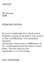 About press copyright contact us creators advertise developers terms privacy policy & safety how youtube works test new features press copyright contact us creators. Write A Notice Informing The Students About A Poem Recitation Competition To Be Held Next Week Brainly In