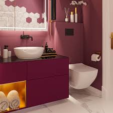 Rot ist die heißeste farbe, die sie sich ins badezimmer holen können. Bathroom Design In Berry Colours Rot Farbe Farben Badezimmer
