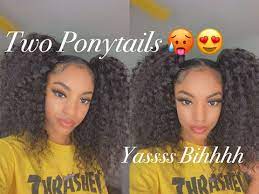Two Slick Ponytails With Weave On Natural Hair Bellini Hair Extensions Youtube Weave Ponytail Slick Ponytail Natural Hair Styles