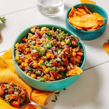 Southwest Sweet Potato Black Bean Dip Minimalist Baker Recipes Recipe Cubed Sweet Potatoes Sweet Potato Bowls Sweet Potato Black Beans