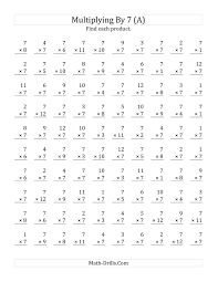 The Multiplying 1 To 12 By 7 A Math Worksheet From The Multiplicatio Multiplication Facts Worksheets Math Multiplication Worksheets Multiplication Worksheets
