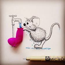 Little Mouse Drawing Interacting With Real Elements Mini Drawings Mouse Drawing Funny Drawings
