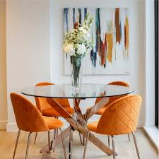 Our range of dining room furniture comes in a variety of materials, shapes and sizes, which help to establish the mood of your dining experience. Mustard Velvet Upholstered Heather Dining Chair Modern Chairs