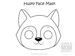 An adorable husky puppy wears a heart collar around its fuzzy neck in this printable dog coloring page. Free Printable Dog Face Mask Templates Simple Mom Project
