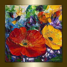 Abstract painting modern canvas wall art large resin coated framed us eloisexxx. Poppy Poppies Floral Canvas Modern Flower Oil Painting Textured Palette Knife Original Art 16x16 By Willson Lau Abstract Painting Poppy Art Art Painting