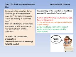 Question 5 will tell you what form to write in, eg: Aqa Paper 2 Analysing Examples Aqa Aqa English Language Getting Things Done