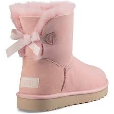 Ugg Womens Mini Bailey Bow Stripe Petal Boots 150 Liked On Polyvore Featuring Shoes Boots Ankle Boots Pink Patent Pink Ankle Boots Womens Uggs Boots