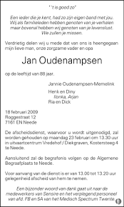 Jan Oudenampsen Overleden Oudenampsen