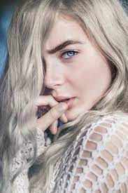 Had colours done decades ago when my hair was dark auburn/chestnut brown. Young Beautiful Woman With Grey Hair And Blue Eyes By Maja Topcagic