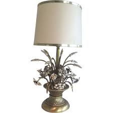 Vintage french style white porcelain brass table lamp with shade fringes. Vintage Brass Flower Lamp Design Market