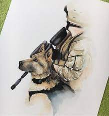 All the best military dog tags drawing 35+ collected on this page. Abstract Military Inspired Watercolor Painting Military K9 Army Dog Soldiers Thank You For Your Service
