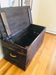 Farmhouse Wooden Chest Rustic Stained Trunk Local Delivery Or Etsy Diy Wood Chest Chests Diy Wooden Chest