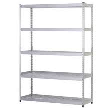 Husky 5 Shelf 48 In W X 78 In H X 24 In D Silver Steel Storage Shelving Unit In Silver Mr482478w5 At The Home Depot Shelving Husky Garage