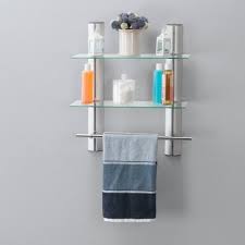 Next, cut some ribbon and thread it through your baskets, tying them to the secured bars. Shelf With Towel Rack Target