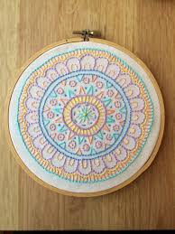 For the best result use dense fabric and embroidery stabilizer. Sale Mandala Hand Embroidered Mandala In A 6 Inch Hoop With Pastel Colors Embroidered Mandala Diy Embroidery Embroidery Inspiration