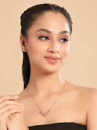 American Diamond Sunkissed Pearl Bloom Minimal Necklace Set