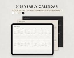 デジタルカレンダー 2025、年間プランナー、Goodnotes iPad 用年間カレンダー テンプレート、月間カレンダー印刷可能 PDF -  Etsy 日本
