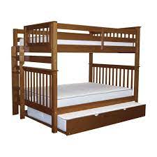 Bedz King Bunk Beds Full Over Full Mission Style With End Ladder And A Full Trundle Espresso Walmart Com Walmart Com