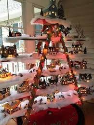 Christmas Village Decorating Idea Ladder Shelf Christmas Tree Village Christmas Village Display Christmas Display