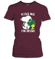Snoopy And Woodstock Kiss Me I'm Irish St. Patrick's Day Women's T-Shirt -