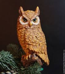 что можно сделать из лёгкого пластилина на новый год Filin Sereznyj Yolochnaya Igrushka Pape Mashe Figurka Sova Sova Filiny Raboty