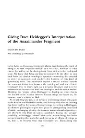 PDF) Giving Due: Heidegger's Interpretation of the Anaximander Fragment