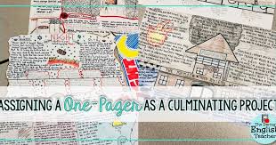 Assigning A One Pager As A Culminating Project Culminating Projects Teaching High School English Reading Projects