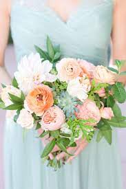 She completely exceeded my expectations in every way! Bridesmaid Dress Mint Green Dress Nbsp Peach And Mint Wedding Blush And Green Wedding A Peach Wedding Flowers Spring Wedding Colors Flower Bouquet Wedding