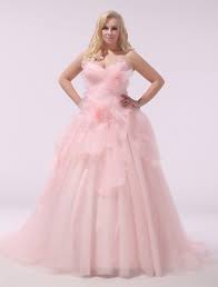 Plus Size Wedding Dress Pink Organza Bridal Gown Sweetheart