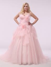 plus size wedding dress pink organza bridal gown sweetheart