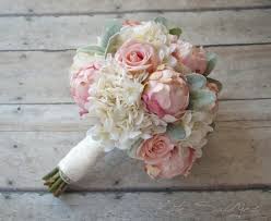 Silk Bouquet Peony Rose And Hydrangea Ivory And Blush Wedding Bouquet With Lace Wrap And Lambs Ear Blush Bouquet Wedding Shabby Chic Wedding Bouquet Peony Bouquet Wedding