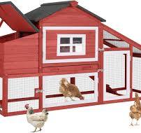 MEDEHOO 69“ Chicken Coop Mobile Hen Coop Large Poultry Cage with Wheels  Outdoor