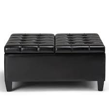 The tufted top of this storage ottoman gives it a boost of comfort and a plush aesthetic. Simpli Home Harrison 36 Inch Wide Traditional Square Coffee Table Storage Ottoman Midnight Black Axcot 265 Bl Best Buy
