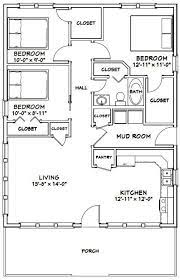 28x36 House 3 Bedroom 1 Bath 1 008 Sq Ft Pdf Floor Plan Instant Download Model 1h Small House Floor Plans Bedroom Floor Plans Floor Plans