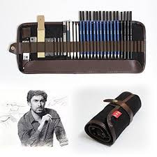 Tinpa 33 Pieces Pencils Set Professional Sketch Drawing Pencil With Graphite Pencils Charcoal Pencils Craft Kni Coisas De Papelaria Material De Desenho Estojos
