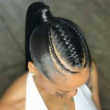 .type of hairstyle—the sleek, tight, shiny ponytail (you know, to better show off that contouring). Weave Sleek Ponytail With Braids On Stylevore
