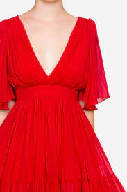 Georgette di seta di daphne milano. Victoria Abito Lungo In Georgette Di Seta Rosso Pleasedontbuy