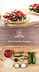 Greek Zucchini Tostadas With Tomato And Kalamata Olive Salsa Recipe Tostadas Home Chef Mexican Food Recipes