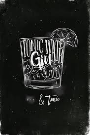 Gin Tonic Cocktail Poster Artboxone Auf Kreidetafeln Schreiben Gin Kreidetafel Designs