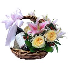 Flowers and wine gift basket. Wine Hamper Wine Gift Box Free Delivery