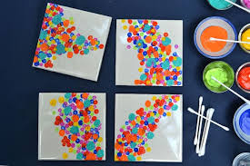 Attic Lace How To Make Colorful Coasters Coaster Crafts Tile Crafts Diy Coasters